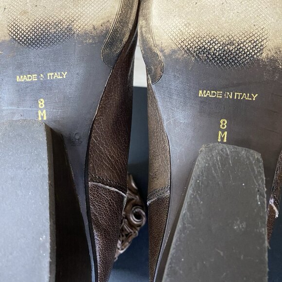 Sesto Meucci Tacca Booties Women's Size 8 Shoes M Brown Leather Zip Boots Floral - Picture 11 of 12